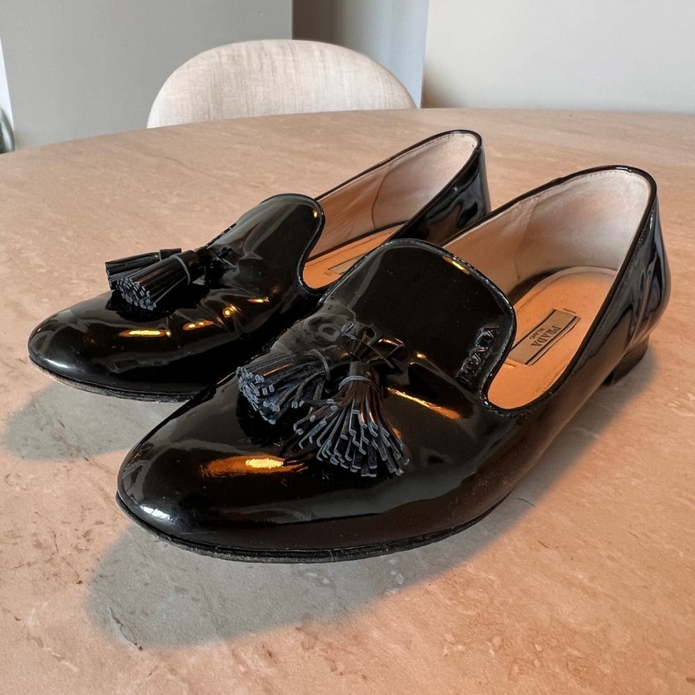 Prada Black Flats with Tassels